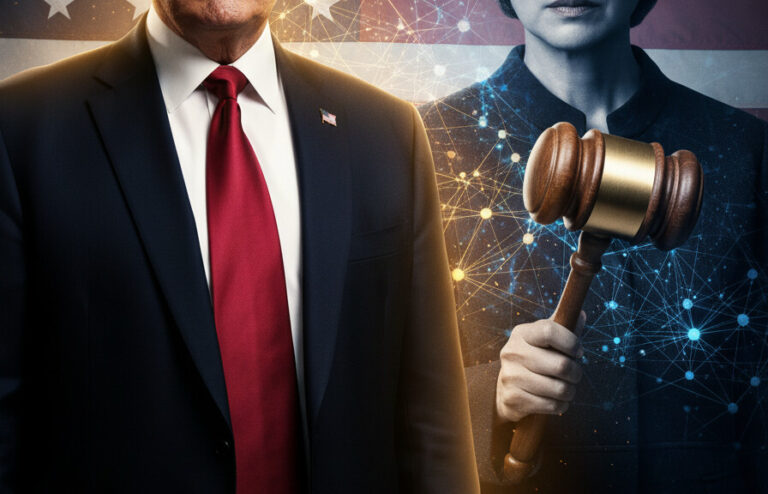 Editorial illustration: Biden-Appointed Judge Blocks Trump Administration From Banning AI Firm Anthropic