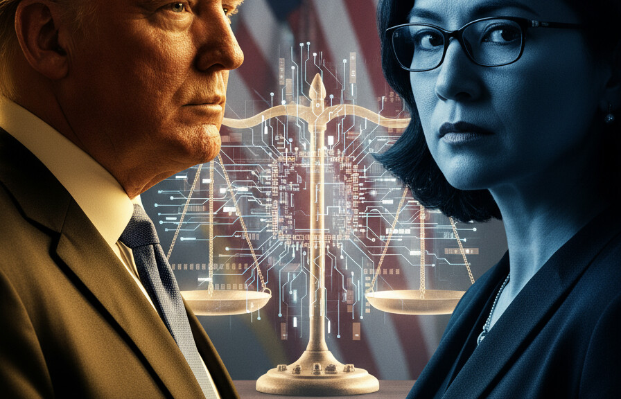 Editorial illustration: Biden-Appointed Judge Blocks Trump From Cutting Ties With ‘Woke’ AI Firm