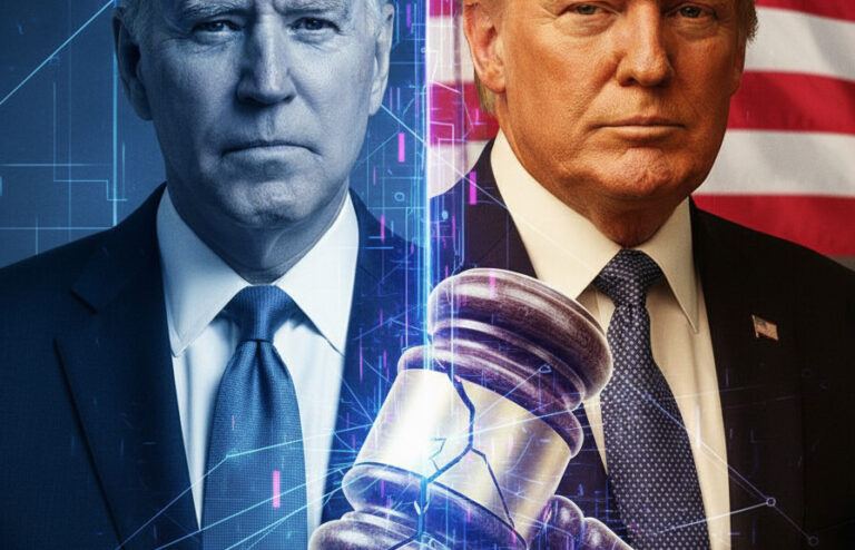 Editorial illustration: Biden Judge Blocks Trump From Cutting Ties With ‘Woke’ AI Company Jeopardizing M