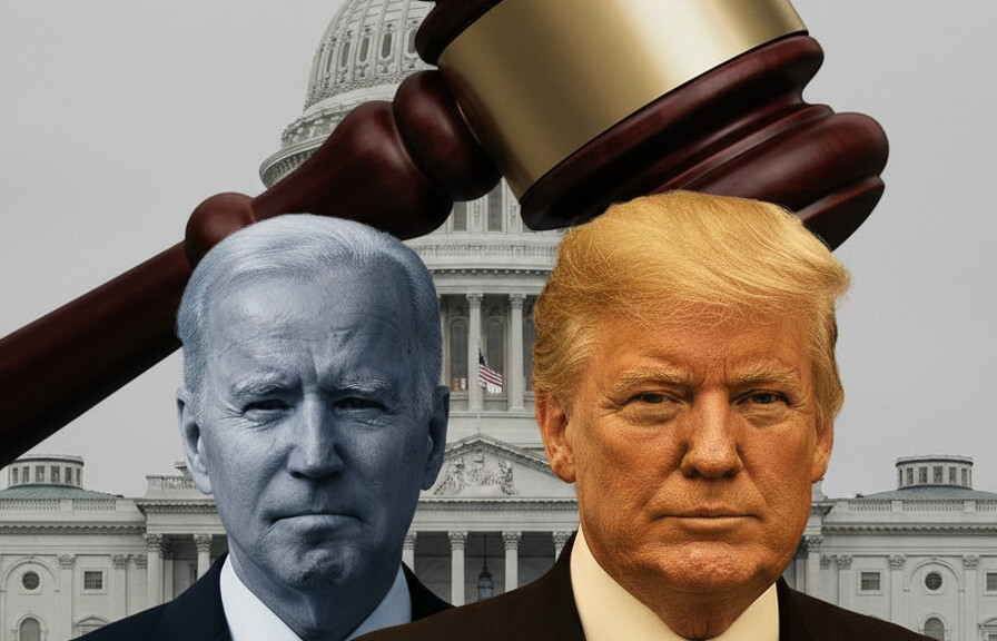 Editorial illustration: Biden Judge Blocks Trump From Forcing Federal Workers Back to Office