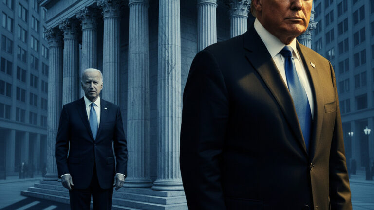 Editorial illustration: Biden Judge Blocks Trump From Forcing Federal Workers Back to Office