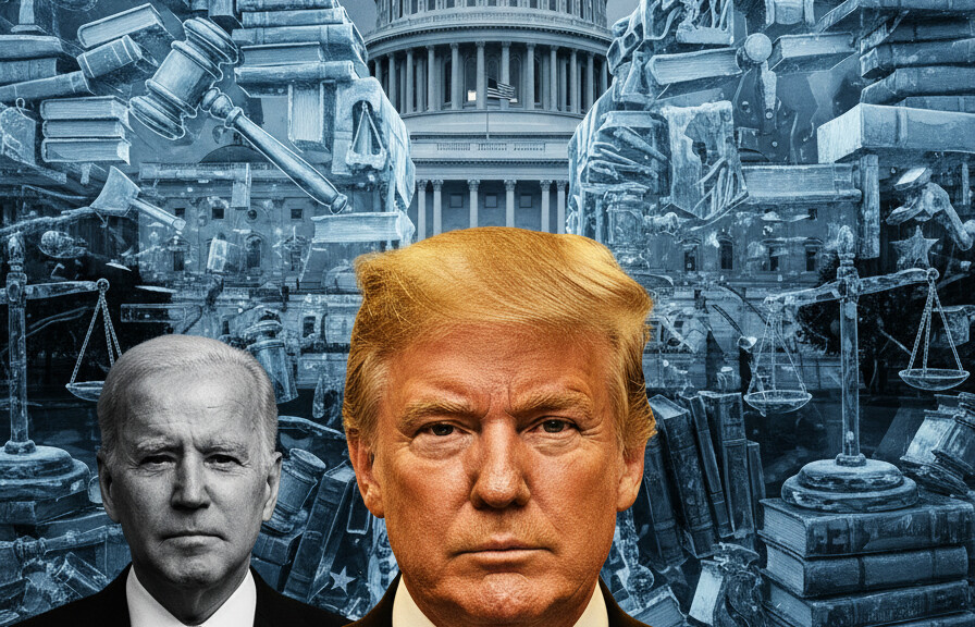 Editorial illustration: Biden Judge Blocks Trump From Forcing Federal Workers Back to Office