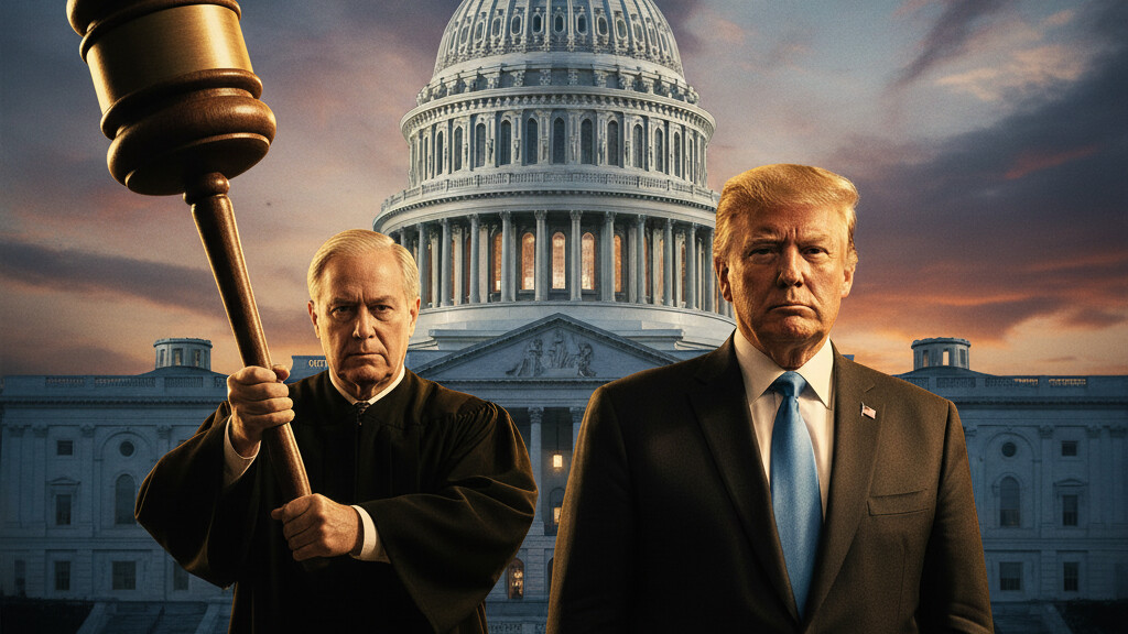 Editorial illustration: Biden Judge Blocks Trump From Forcing Federal Workers Back to Office