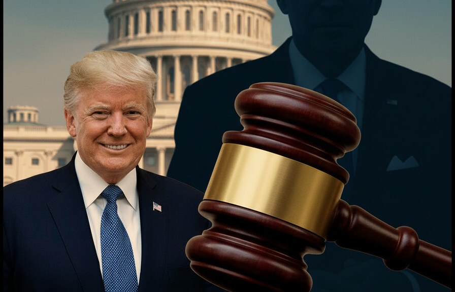 Editorial illustration: Biden Judge Blocks Trump From Forcing Federal Workers Back to Office