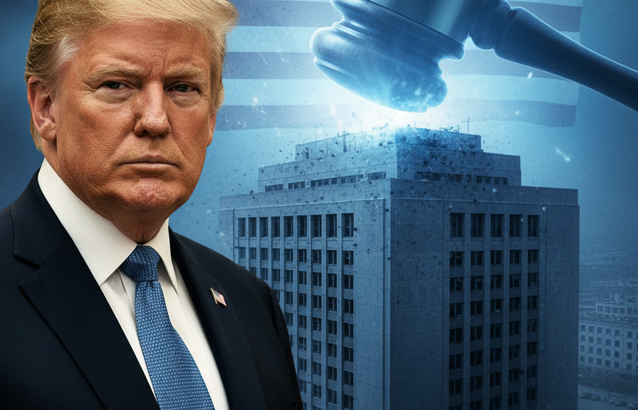 Editorial illustration: Biden Judge Blocks Trump From Forcing Federal Workers Back to Office