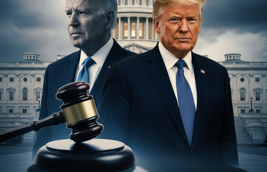Editorial illustration: Biden Judge Blocks Trump From Forcing Federal Workers Back to Office