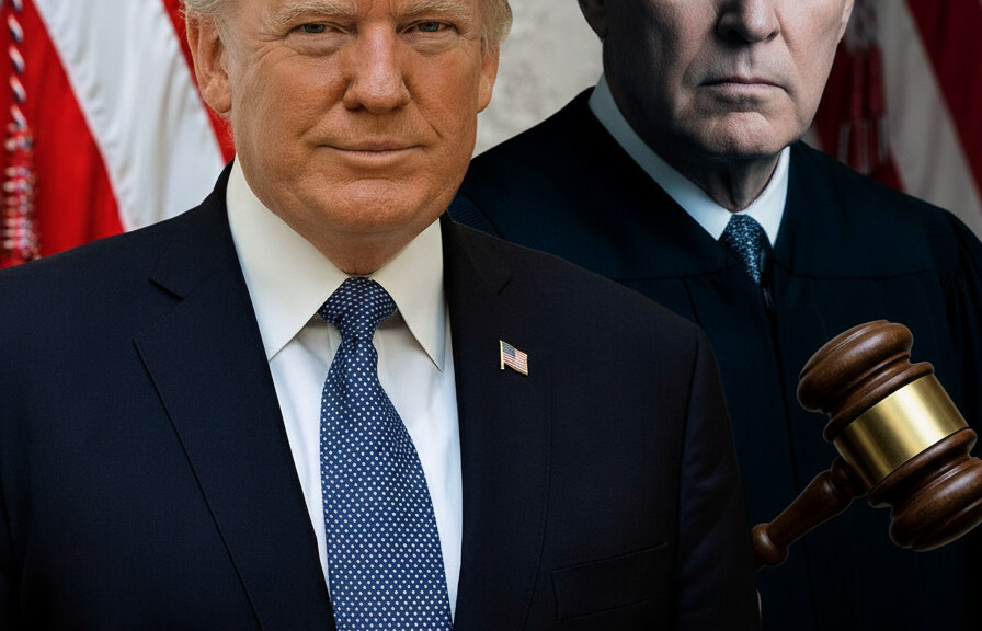 Editorial illustration: Biden Judge Blocks Trump From Forcing Federal Workers Back to Office
