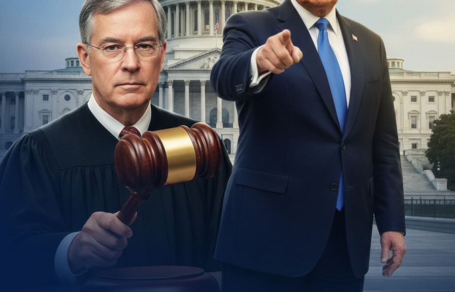 Editorial illustration: Biden Judge Blocks Trump From Forcing Federal Workers Back to Office