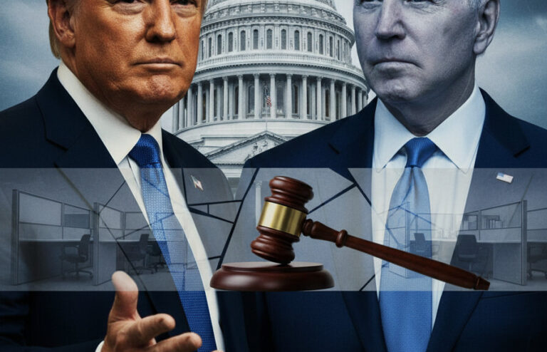 Editorial illustration: Biden Judge Blocks Trump From Forcing Federal Workers Back to Office