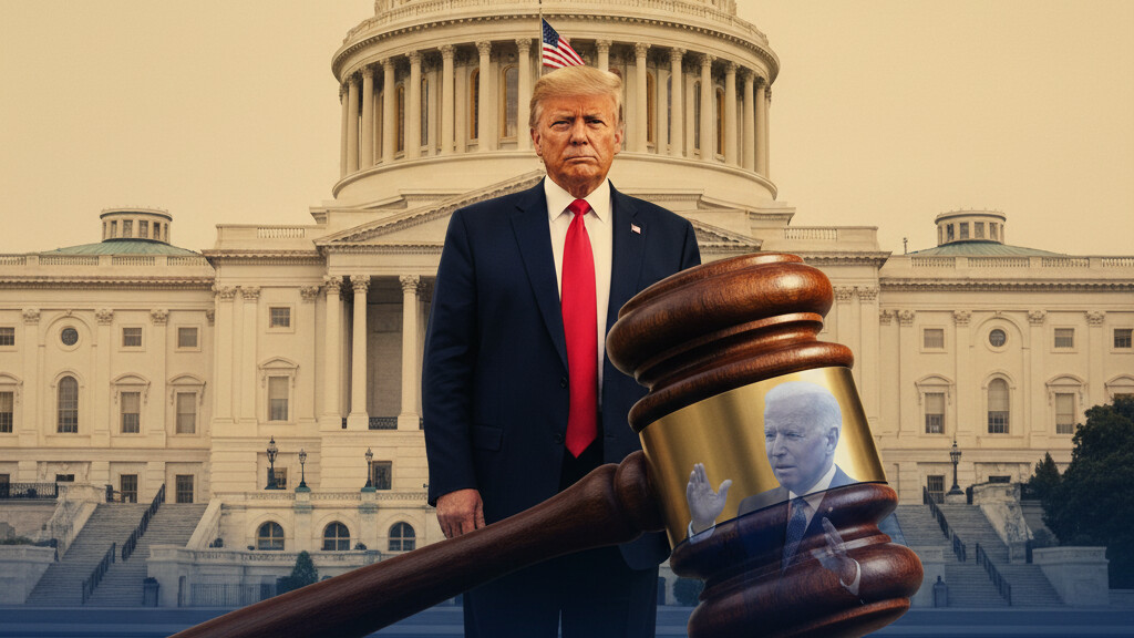 Editorial illustration: Biden Judge Blocks Trump From Forcing Federal Workers Back to Office