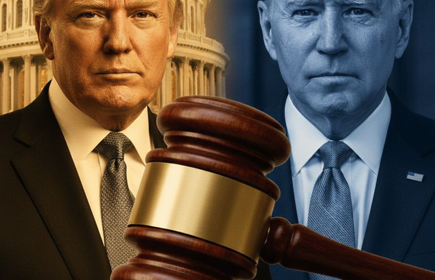 Editorial illustration: Biden Judge Blocks Trump From Forcing Federal Workers Back to Office