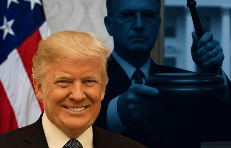 Editorial illustration: Biden Judge Blocks Trump From Forcing Federal Workers Back to Office
