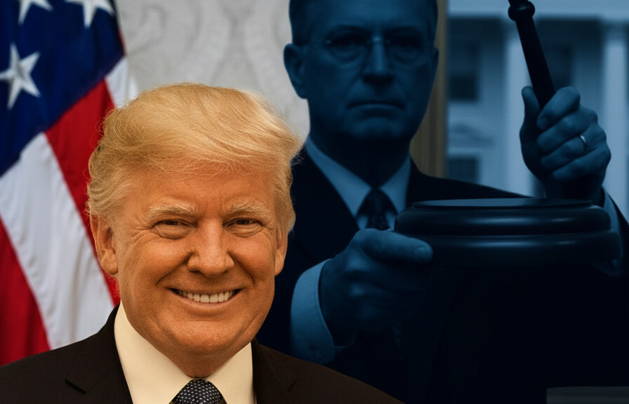 Editorial illustration: Biden Judge Blocks Trump From Forcing Federal Workers Back to Office