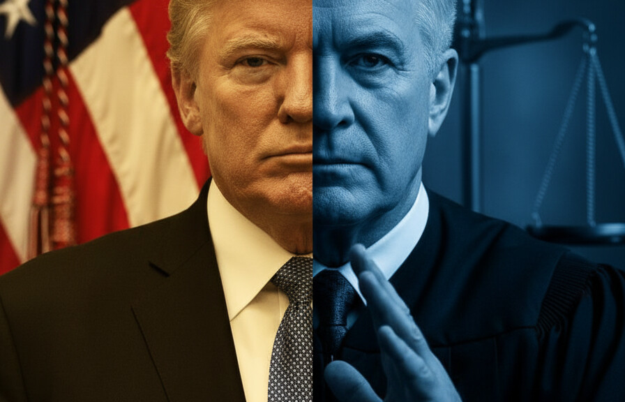 Editorial illustration: Biden Judge Blocks Trump From Forcing Federal Workers Back to Office