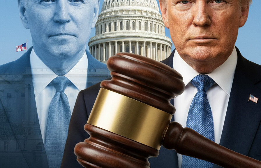 Editorial illustration: Biden Judge Blocks Trump From Forcing Federal Workers Back to Office