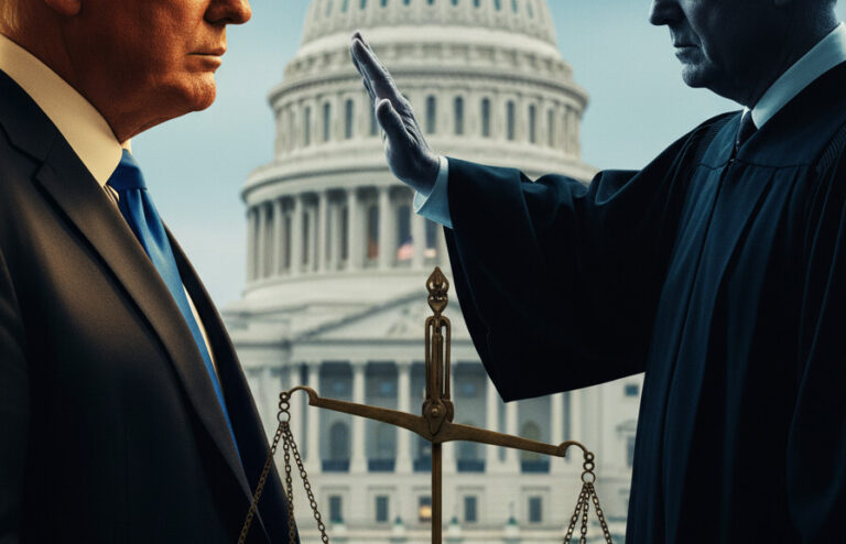 Editorial illustration: Biden Judge Blocks Trump From Forcing Federal Workers Back to Office