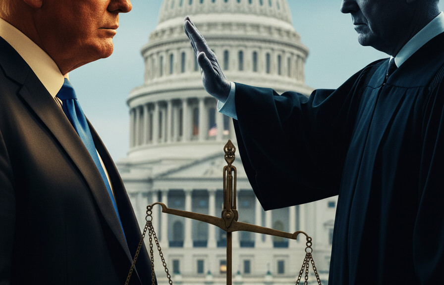 Editorial illustration: Biden Judge Blocks Trump From Forcing Federal Workers Back to Office