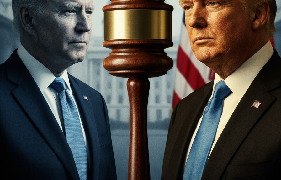 Editorial illustration: Biden Judge Blocks Trump From Forcing Federal Workers Back to Office