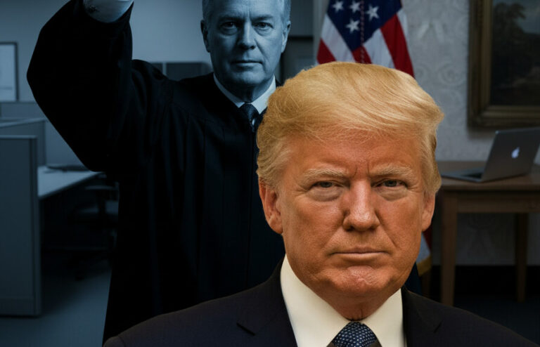 Editorial illustration: Biden Judge Blocks Trump From Forcing Federal Workers Back to Office