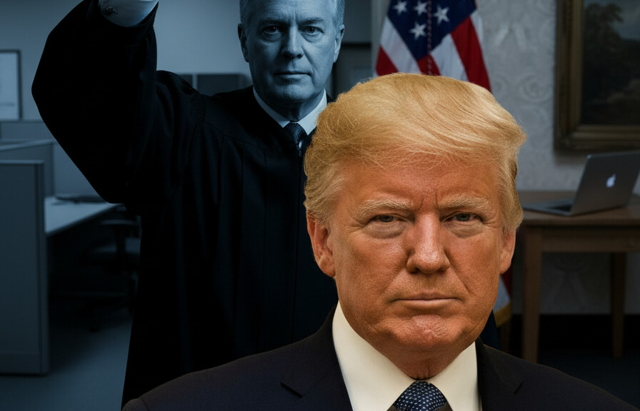 Editorial illustration: Biden Judge Blocks Trump From Forcing Federal Workers Back to Office