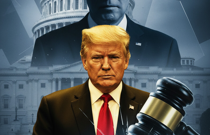 Editorial illustration: Biden Judge Blocks Trump From Forcing Federal Workers Back to Office