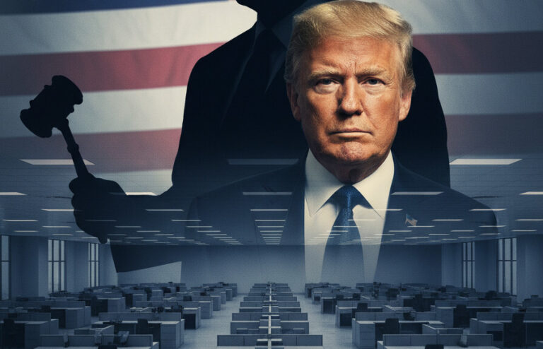Editorial illustration: Biden Judge Blocks Trump From Forcing Federal Workers Back to Office