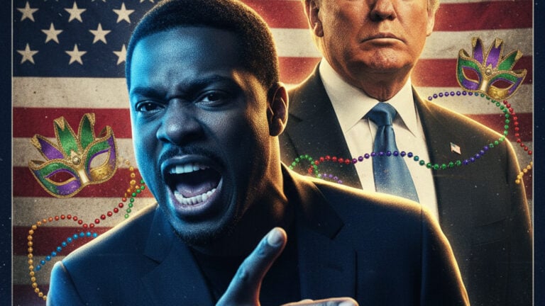 Editorial illustration: Charlamagne Tha God Wishes Death on Trump, Says America Will Celebrate Like Mard