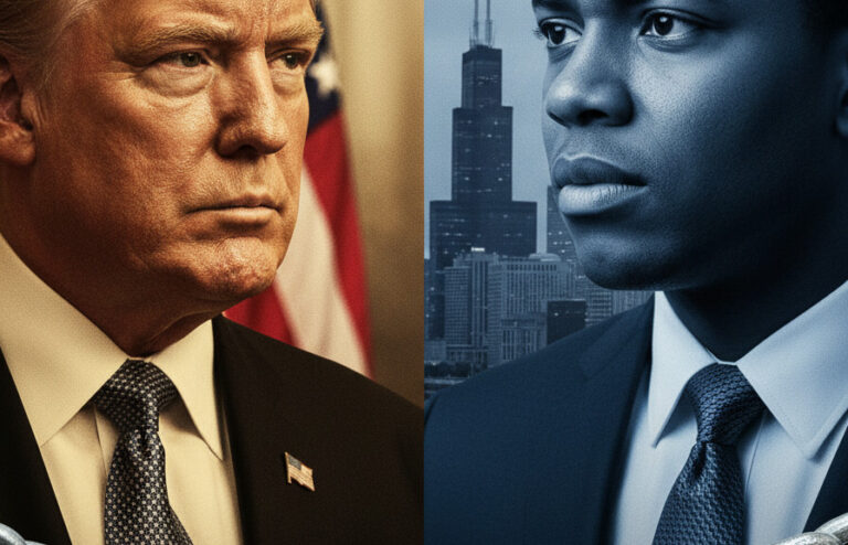 Editorial illustration: Chicago Democrats Blame Trump for Murder by Illegal Immigrant Their Policies Rel
