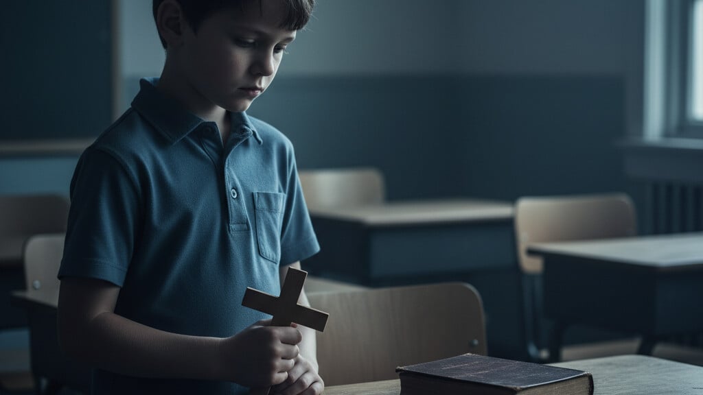 Editorial illustration: Christian Kid in Austria Faces Muslim Bullying – Wake-Up Call for the West