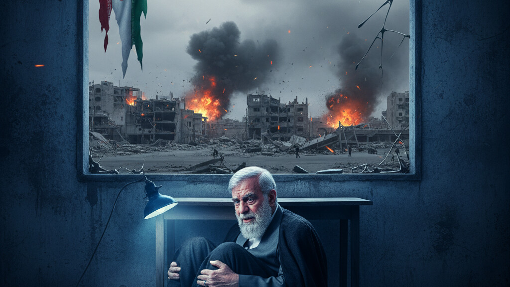 Editorial illustration: Cowards in Bunkers: Iran’s Mullahs Hide While Their People Suffer