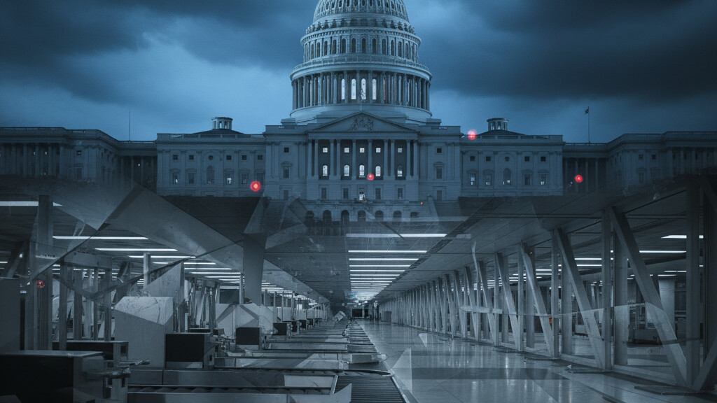 Editorial illustration: DC Airport Chaos: Just a ‘Suspicious Package,’ or Another Deep State Distraction