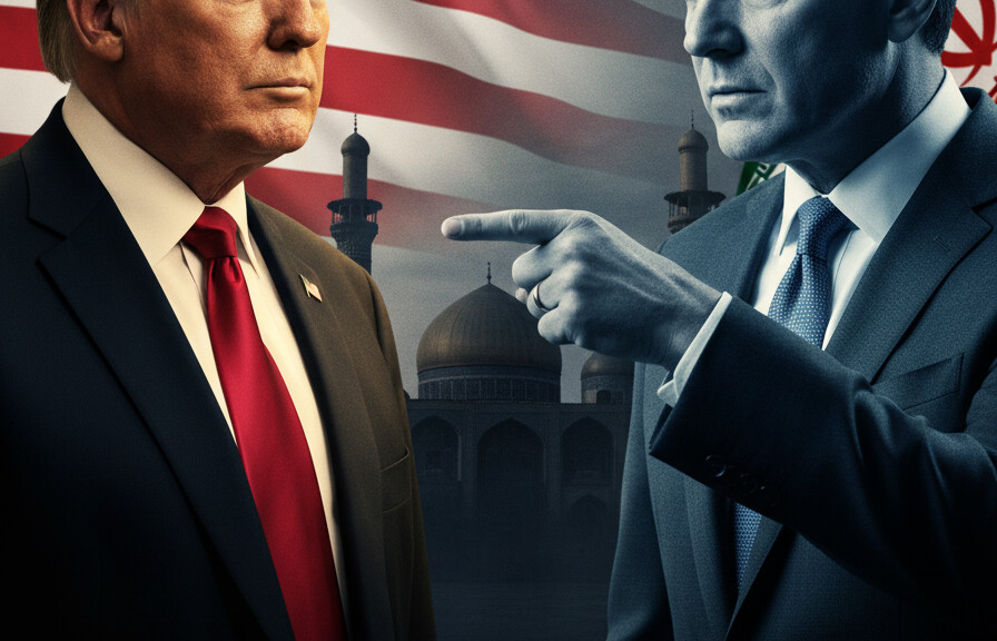 Editorial illustration: Dem Senator Accuses Trump of War Crimes Over Iran Strikes