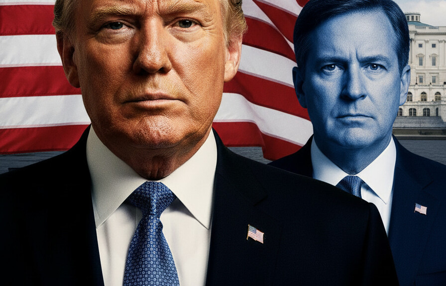 Editorial illustration: Dem Senator Accuses Trump of War Crimes Over Iran Strikes