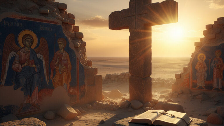 Editorial illustration: egypt’s ancient christian secret unearthed: a testament to unyielding fait