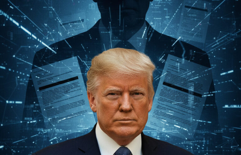 Editorial illustration: FBI Docs Expose Expansive Surveillance of Trump Allies in ‘Modern Watergate’