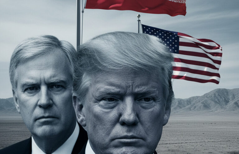 Editorial illustration: Howard Dean Warns: Trump Troop Deployment to Iran Would End GOP’s Grip on