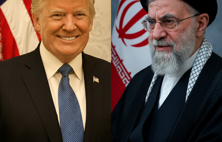 Editorial illustration: Iran Boasts Trump ‘Backed Down’ in Humiliating State TV Address After President
