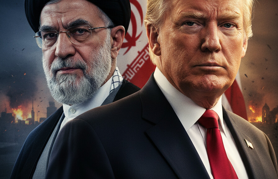 Editorial illustration: Israel Warns Iran Attacks Will ‘Escalate and Expand’ as Trump Pushes