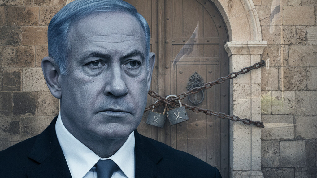 Editorial illustration: Jerusalem’s Holy Sites Locked Down: Israel’s War Measures Threaten C