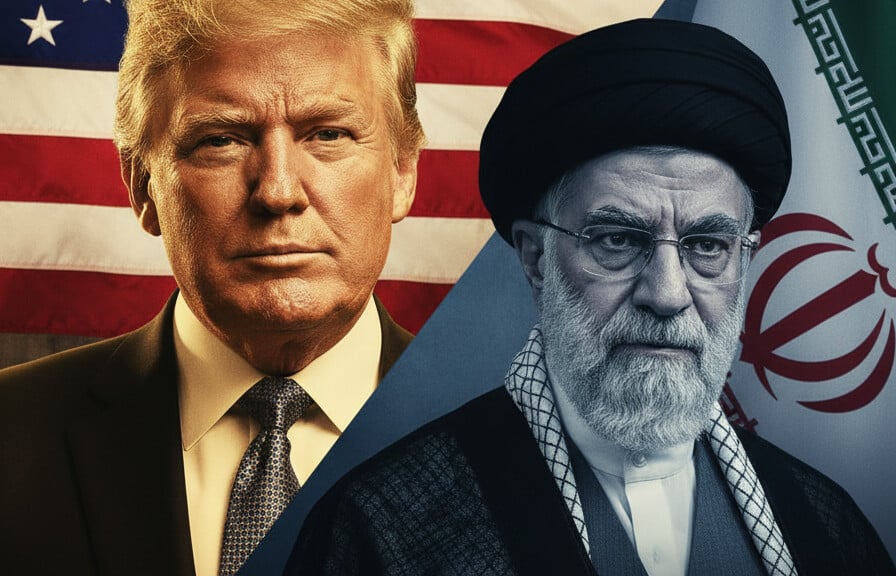Editorial illustration: MAGA Base Rallies: 89% of Trump Voters Back Decisive Iran Action