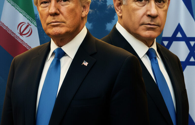 Editorial illustration: Netanyahu Backs Trump’s Iran Diplomacy as Military Pressure Continues