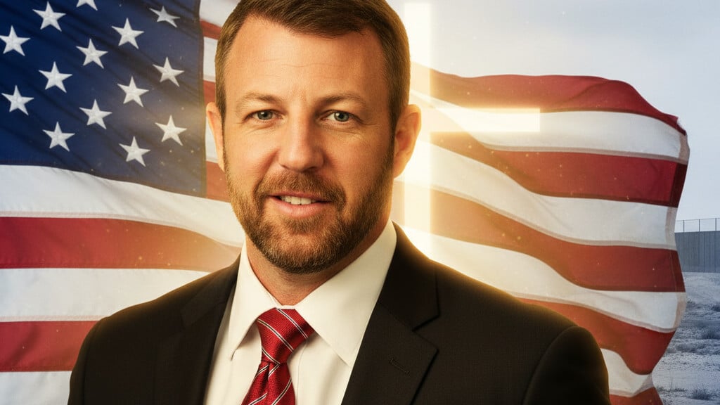 Editorial illustration: Oklahoma’s Border Hawk Soars: Sen. Mullin Nominated to Shield America from