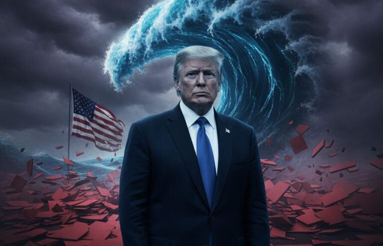 Editorial illustration: Red Wave Warning: Democrats Flip Trump District in Florida Special Election
