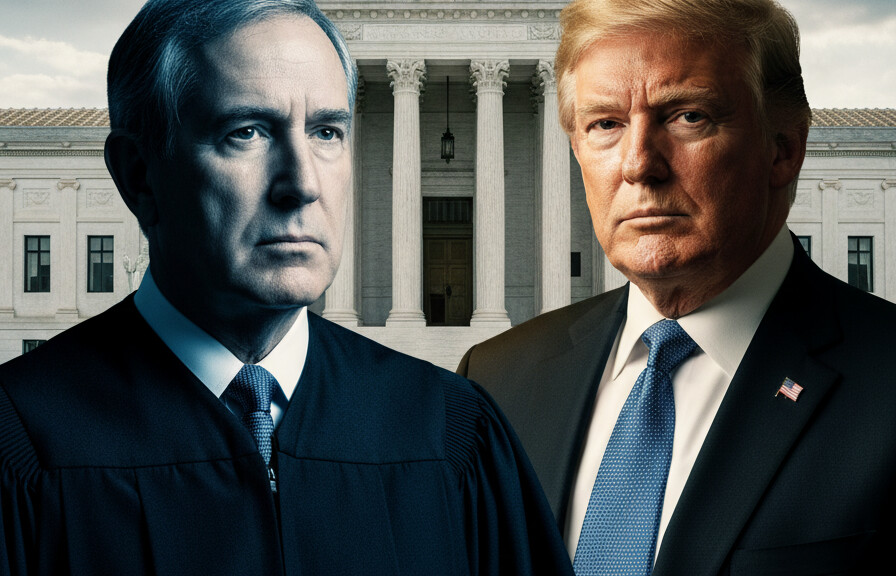 Editorial illustration: Roberts Sounds the Alarm: Chief Justice Warns Personal Attacks on Judges Are ‘Da
