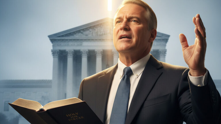 Editorial illustration: SCOTUS Cracks Down on Local Tyranny: Preacher’s Freedom Prevails