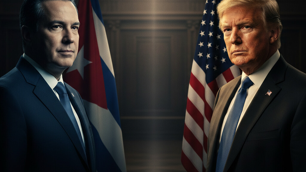 Editorial illustration: Singham Network Met With Communist Cuba to Coordinate Against Trump Pressure
