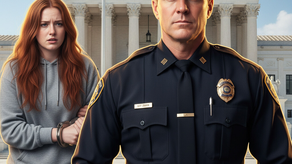 Editorial illustration: Supreme Court Reverses Lower Court, Protects Police Qualified Immunity in Protes