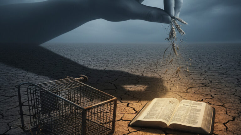Editorial illustration: The Engineered Famine: Your Groceries, Their Control