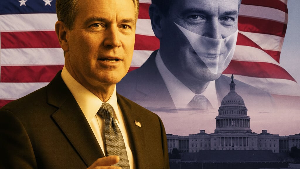 Editorial illustration: The Mask Slips: Kennedy Blasts Schumer for Border Sabotage and Lies