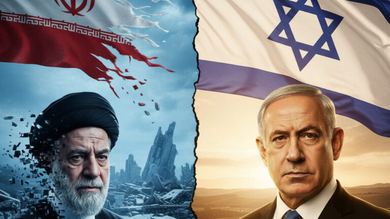 Editorial illustration: The Mullahs Are Stumbling: Is Iran’s Regime Finally Cracking Under Pressur